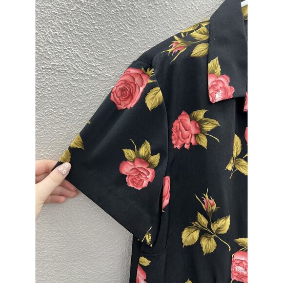 Womens Handmade Shirt and Skirt Size Unknown Black Floral Short Sleeve Button Up - Picture 4 of 14